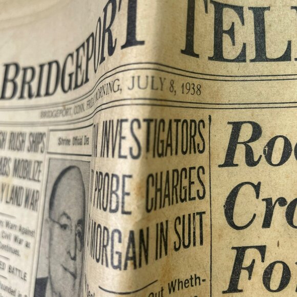The Bridgeport Telegram Newspaper July 8 1938 Roosevelts Cross Country Drive u - Picture 7 of 10